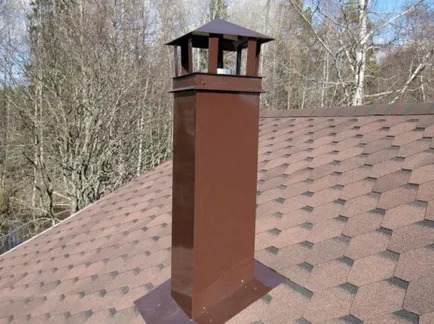 Chimney pe acoperișul metalic de finisare, instalare, hidroizolare, etanșare