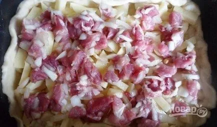 Élesztő pite hús és a burgonya - lépésről lépésre recept fotók