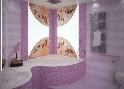Lila fürdőszoba lila és más színek, kombinációk más színekkel