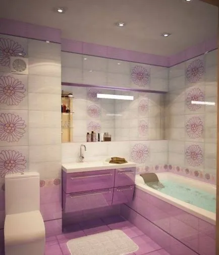Lila fürdőszoba lila és más színek, kombinációk más színekkel