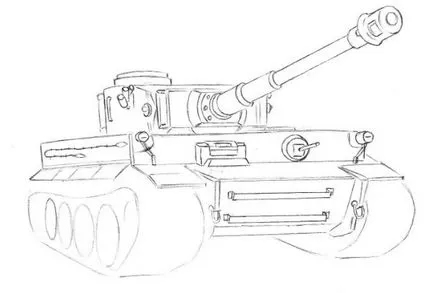 Cum desena un copil rezervor T-34, treptat, creion