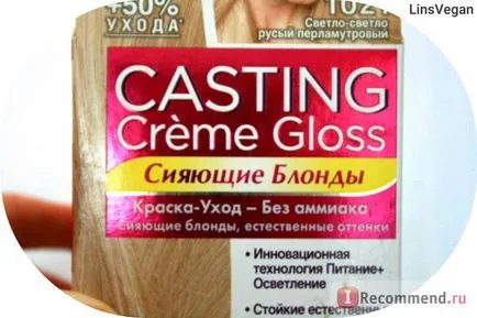 hajfesték L'Oréal casting creme gloss - «leírásához 1021 színes világos szőke