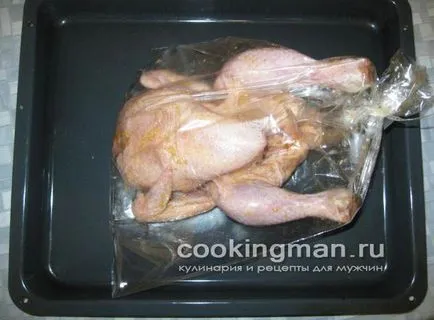 Пиле пече в ръкав (остра) - готвене за мъже