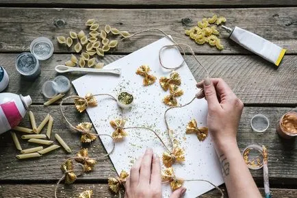 Articole din macaroane fac jucării originale de Crăciun, cu propriile lor mâini pas cu pas, cu fotografii