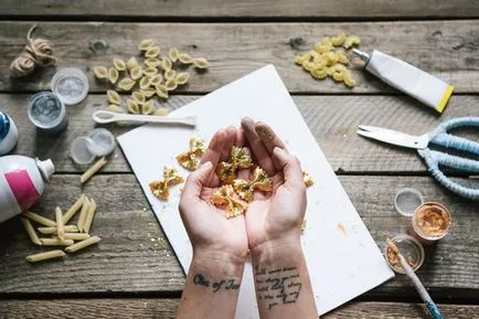 Articole din macaroane fac jucării originale de Crăciun, cu propriile lor mâini pas cu pas, cu fotografii