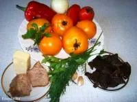 Paradicsom töltött hús és gomba - ételek zöldség és az első zöld - fénykép-receptek - Portál