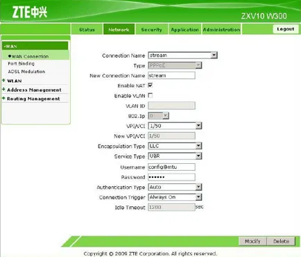 MTS router ZTE W300 - Internet beállítás (fotó, videó)