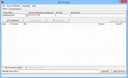 Descarca URL Snooper gratuite portabile - opțiuni de captare