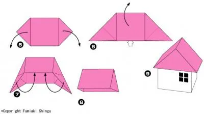 Lecke diagram origami papír ház