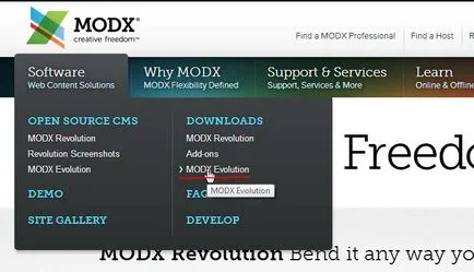 Инсталиране MODx еволюция хостинг, kanby