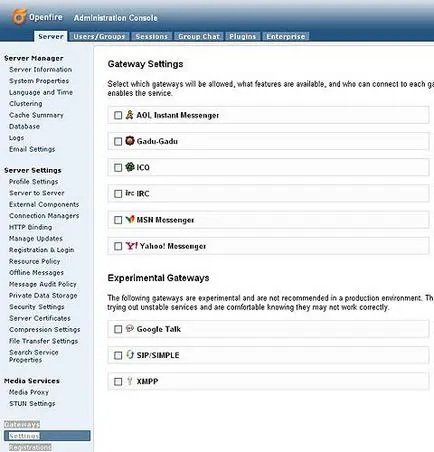 Instalarea și configurarea Jabber openfire server - ferestre (server - e) -% ifth1% 0% - server de