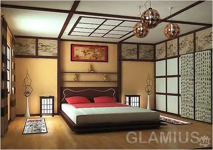 hálószoba belső japán stílusú fotó