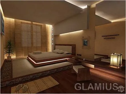 спални интериор в японски стил снимка