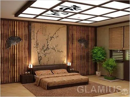 hálószoba belső japán stílusú fotó