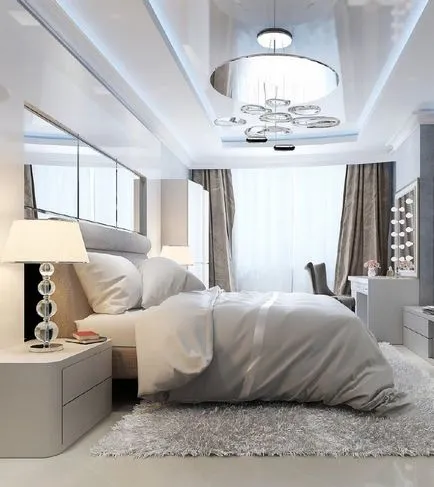 plafon suspendat în dormitor - 80 de soluții proaspete de design care combină