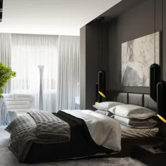 plafon suspendat în dormitor - 80 de soluții proaspete de design care combină