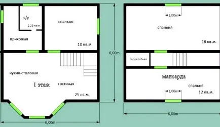 Къща план 6х6 с таванско помещение