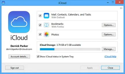 След оборудването, icloud ви позволява да синхронизирате данни с хром и Firefox