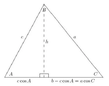 Cum să formuleze și să dovedească teorema cosinusului