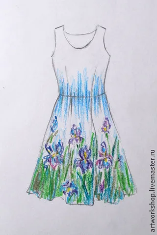 Боядисване на памука пола рокля в студена техника батик - Справедливи Masters - ръчна изработка,