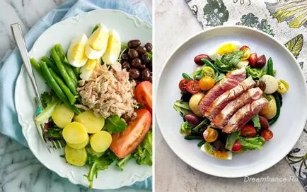 Nicoise saláta csirkével összetevőket, lépésről lépésre recept, fotó és videó