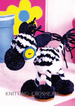 Zebra Amigurumi kézműves pompon kezüket mesterkurzus