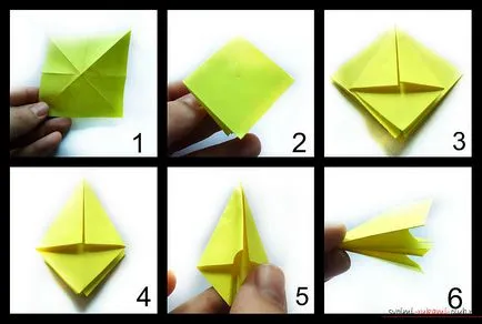 floare frumoasă a unui narcise în origami modular de arta singura care poate face schema