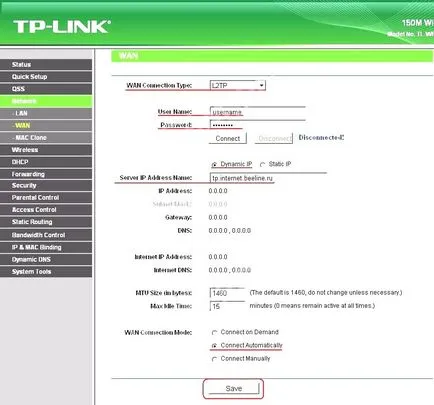 Beállítása a router tp-link wr741nd