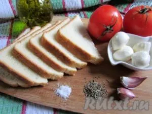 Tomate, coapte cu brânză mozzarella - pregăti pas cu pas, cu fotografii