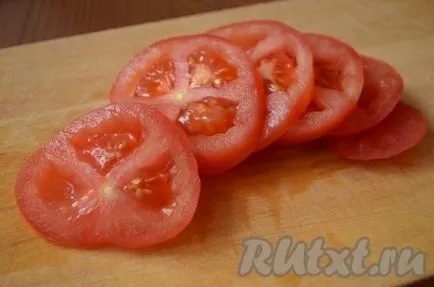 Tomate, coapte cu brânză mozzarella - pregăti pas cu pas, cu fotografii