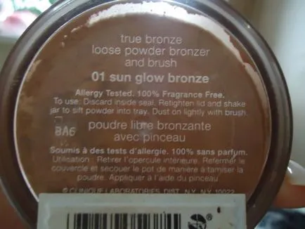 Pulbere clinique adevărat bronz vrac bronzant praf și perie 01 soare strălucire bronz - comentarii, fotografii și preț