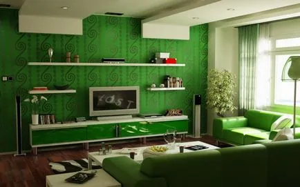 Világos zöld nappali - 50 fotó tervez világoszöld nappali
