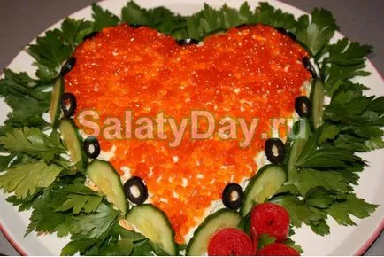 Saláta kaviár és a rák - a tenger gyümölcsei szerelmeseinek recept fotókkal és videó