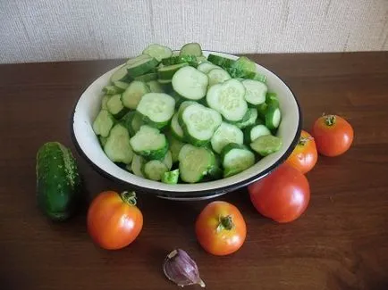 salata de castraveti într-un sos de rosii