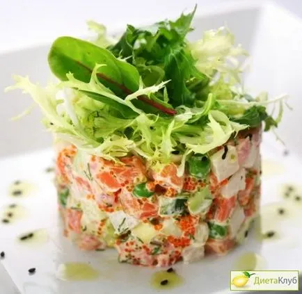 Saláta vörös kaviárral szerelmeseinek finomságokat figyelembe!