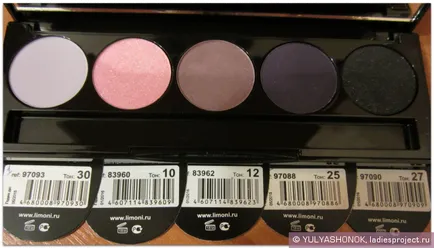 Eyeshadow palete magnetice (nuanțe de numărul 10, 12, 25, 27, 30) din Limoni - comentarii, fotografii și preț