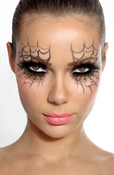 Halloween modul de a face make-up, make-up și de paianjen, pisica neagra, liliac