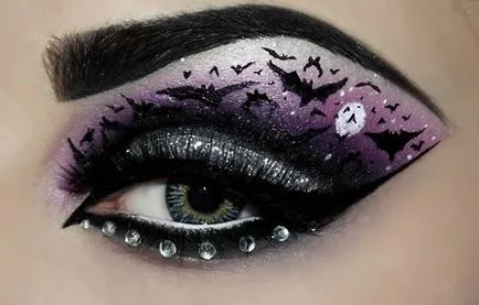 Halloween modul de a face make-up, make-up și de paianjen, pisica neagra, liliac