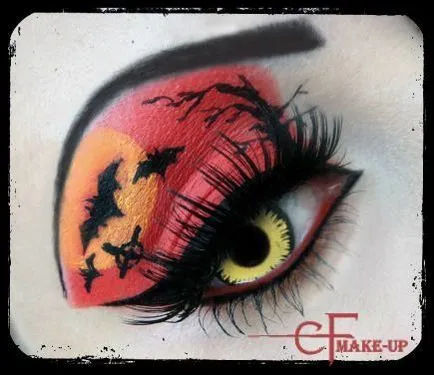 Halloween modul de a face make-up, make-up și de paianjen, pisica neagra, liliac