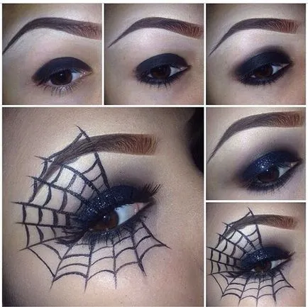 Halloween modul de a face make-up, make-up și de paianjen, pisica neagra, liliac