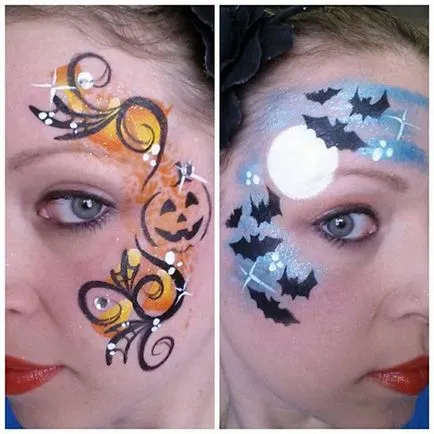 Halloween modul de a face make-up, make-up și de paianjen, pisica neagra, liliac