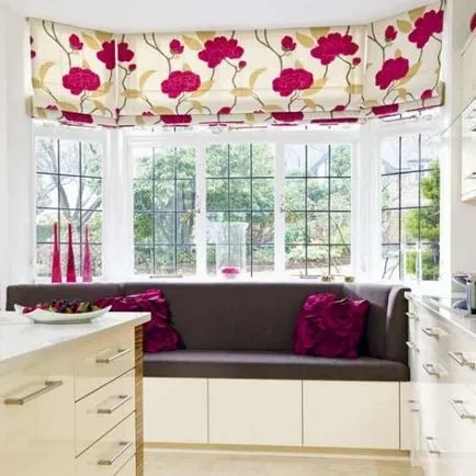 Oriel ablak redőny a konyhai függöny elegáns - fotó ötletek